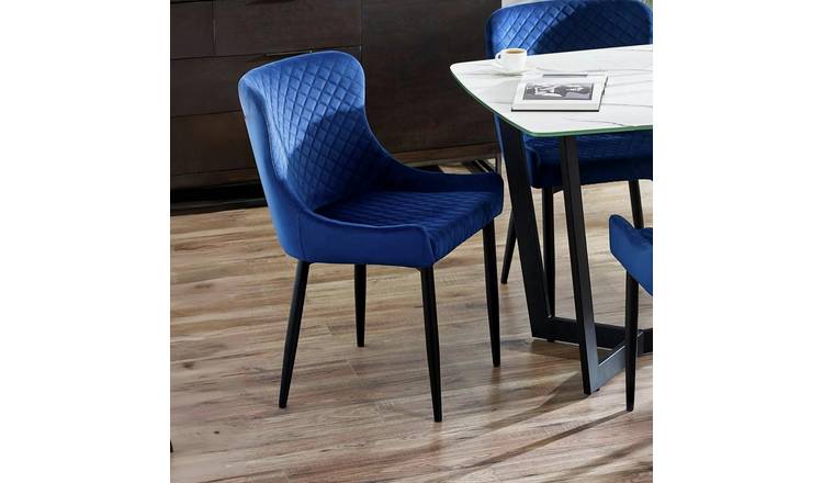 Julian Bowen Luxe Pair of Velvet Dining Chair - Blue