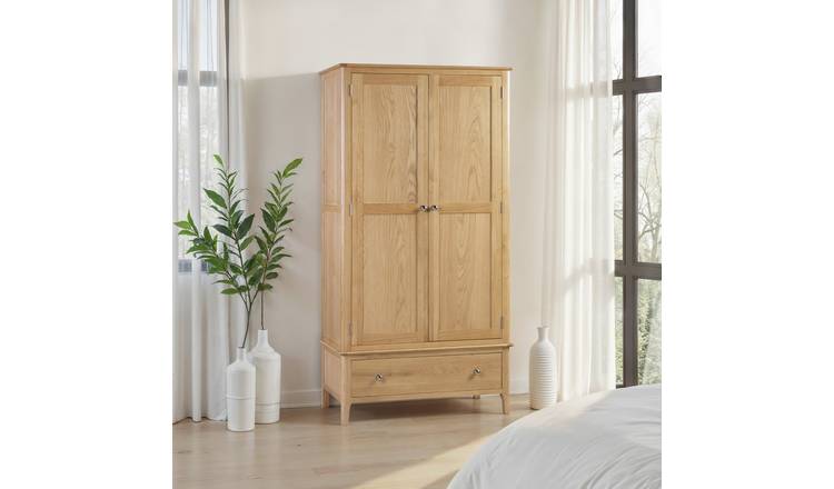 Julian Bowen Cotswold 2 Door 1 drawer Wardrobe - Light Oak