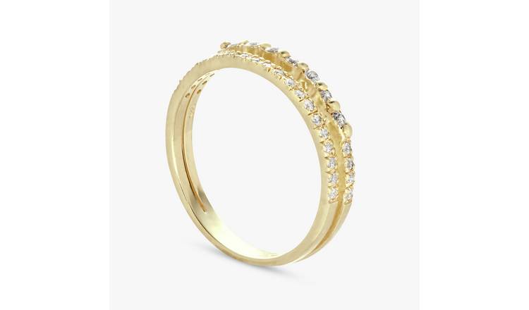 Revere Gold Plated Sterling Silver Double Band Ring - Large