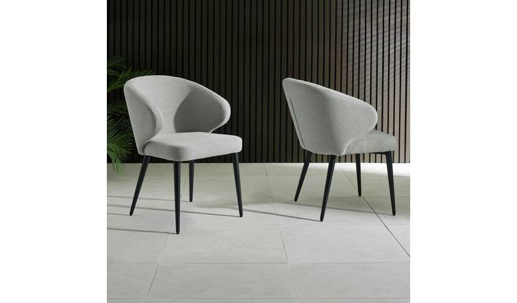 Julian Bowen Marcus Pair of Fabric Dining Chairs -Light Grey