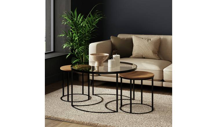 GFW Femi Nest of 3 Tables - Black & Oak