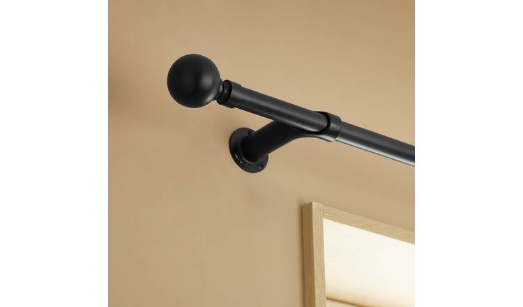 Argos Home Extendable Metal Ball Matte Black Curtain Pole - 110 - 300cm