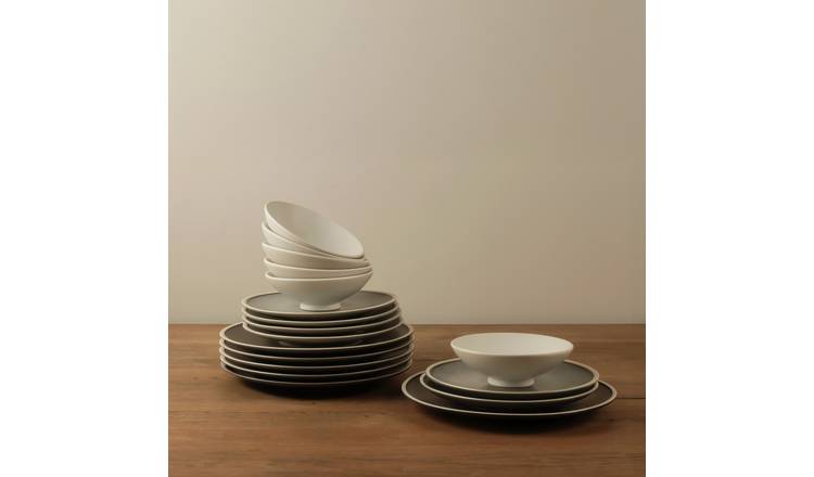 Masterchef 12 Piece Porcelain Dinner Set - Dark Grey