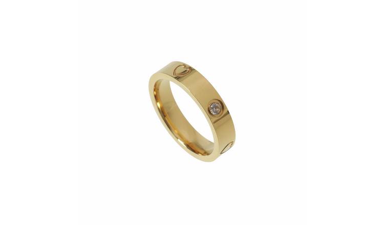 Freedom Gold-tone Stainless Steel Heart Ring Large