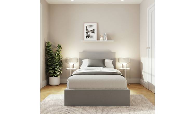 GFW End Lift Single Velvet Ottoman Bed - Grey