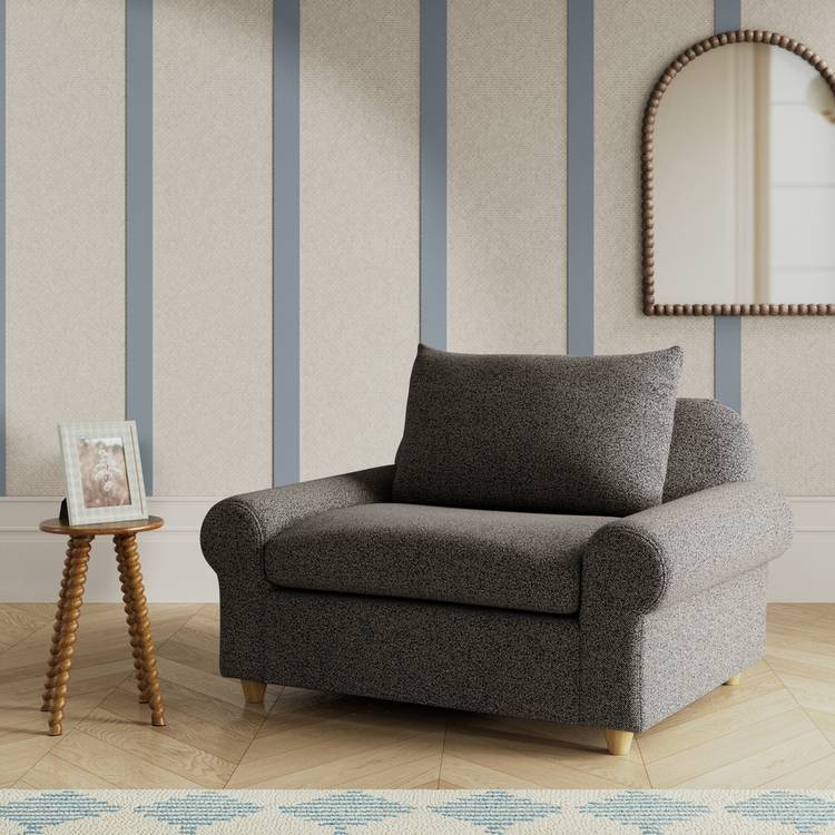 Habitat Whitby Fabric Cuddle Chair - Charcoal - Ash Leg 0