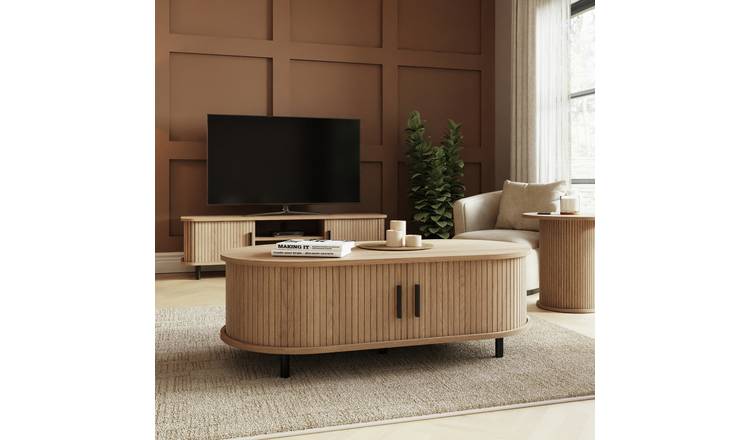 GFW Omari Oval Coffee Table – Light Oak
