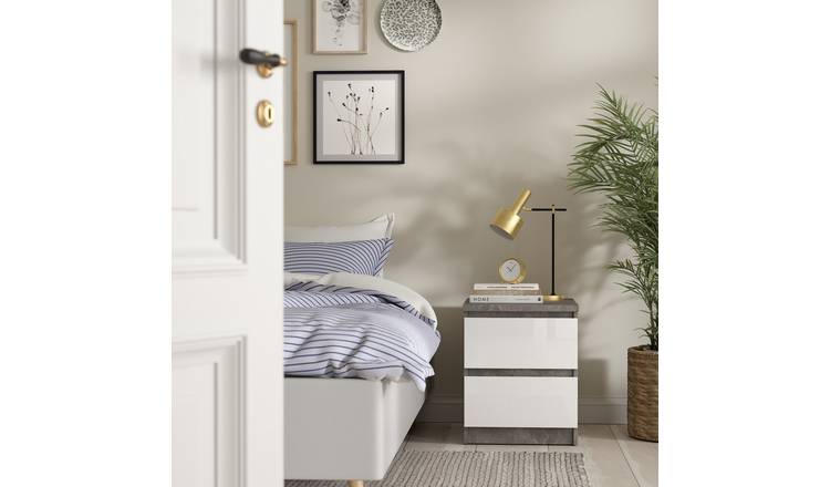 Furniture To Go Naia 2 Drawers Bedside Table - Grey