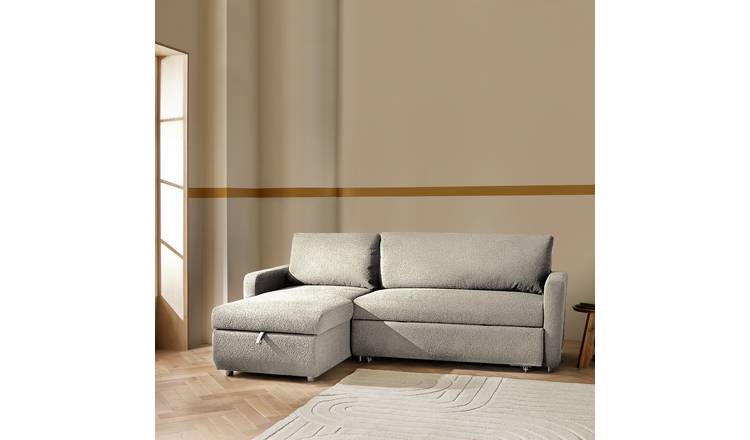 Habitat Enia Fabric Left Hand Corner Chaise Sofa Bed - Natural