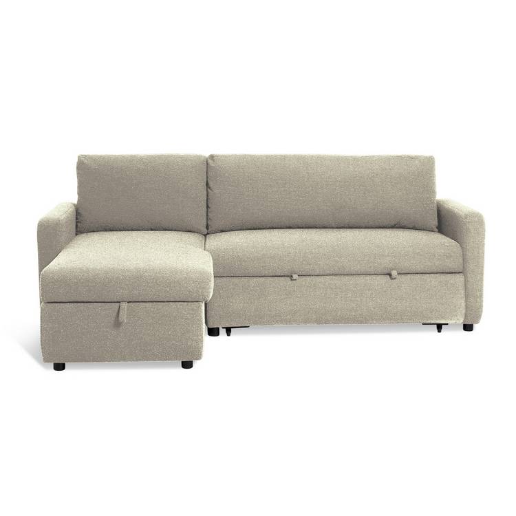 Habitat Enia Boucle Fabric Left Hand Storage Corner Chaise Sofa Bed - Natural 0