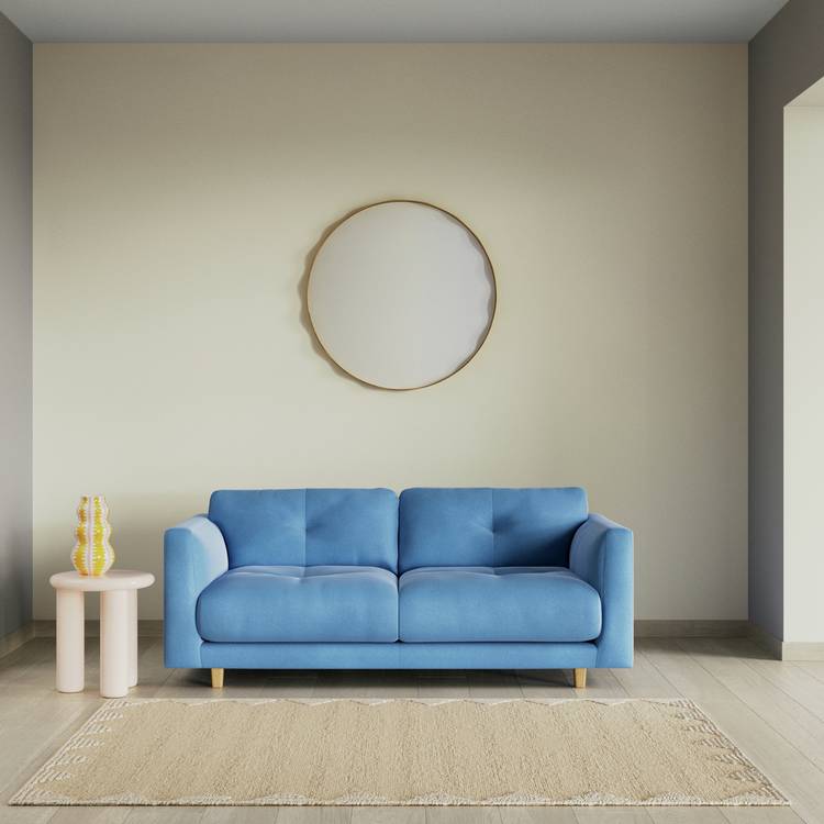 Habitat Emely Velvet 2 Seater Sofa - Sky Blue- Ash Leg 0