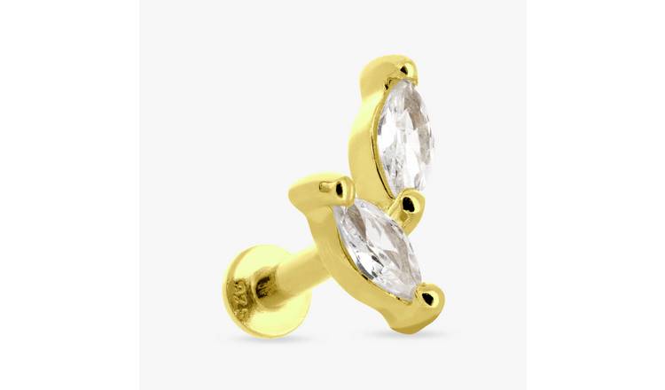 Revere Sterling Silver Marquise 2 Stone Flatback Earring