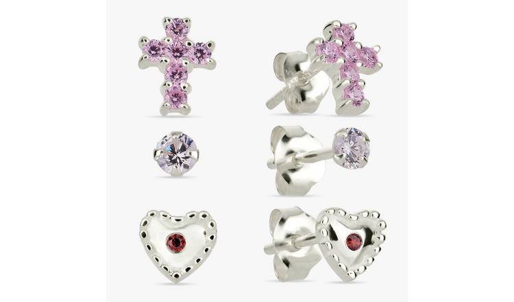 Revere Kids Sterling Silver Stud Earrings - Pack of 3
