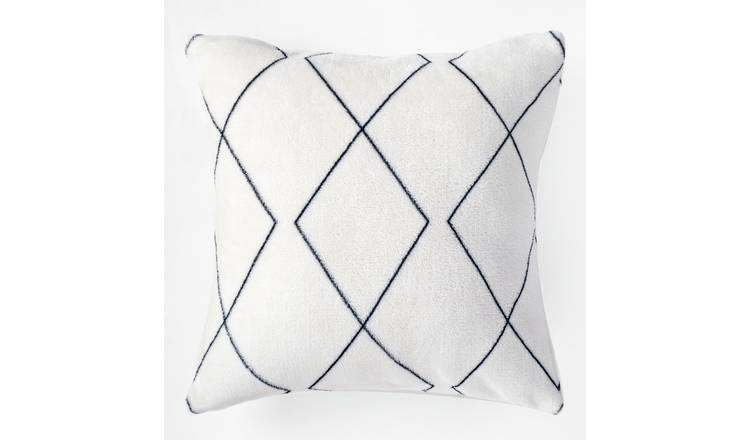 Buy Argos Home Fleece Diamond Cushion White 43x43cm Cushions