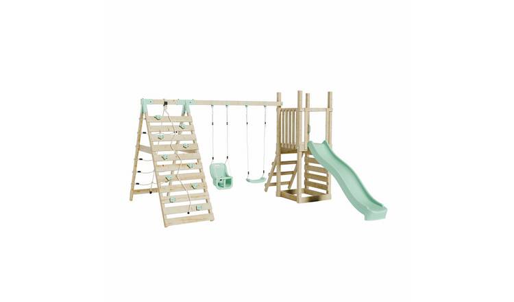 Mercia Wooden Play Tower Slide Swing Baby Swing & Climb Wall