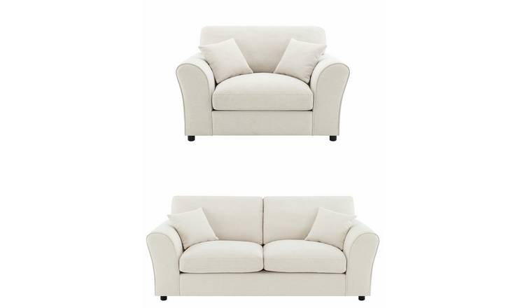 Argos Home Harry Fabric Chair & 3 Seater Sofa - Natural