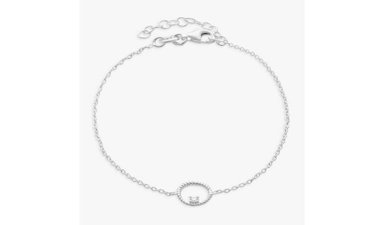 Revere Sterling Silver Cubic Zirconia Circle Charm Bracelet