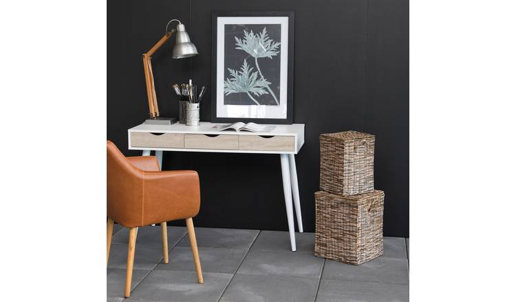 Furniture To Go Neptun 3 Drawer Office Desk - White & Oak