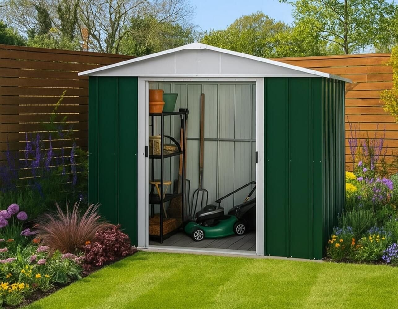 Buy Yardmaster Metal Green Apex Garden Shed - 8x9ft | Sheds | Argos