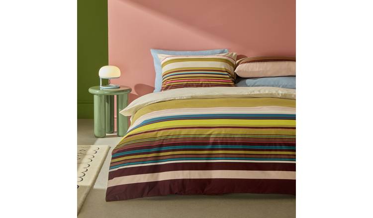 Habitat Archive Cotton Stripe Bedding Set - Superking