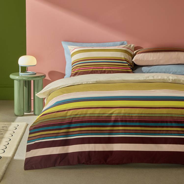 Habitat Archive Cotton Stripe Bedding Set - Superking 0