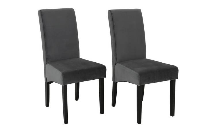 Buy Argos Home Pair of Velvet Skirted Dining Chairs - Grey | Dining