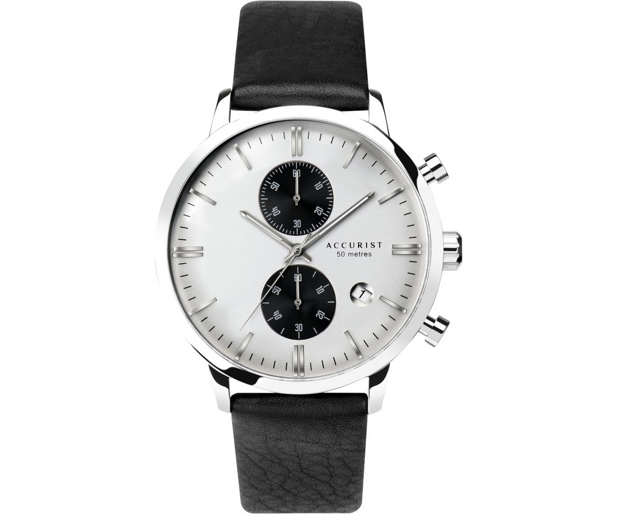 Accurist Men s Black Leather Strap Watch