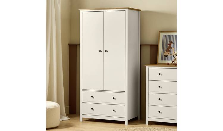Habitat Brooklyn 2 Door 2 Drawer Wardrobe - Off White & Oak