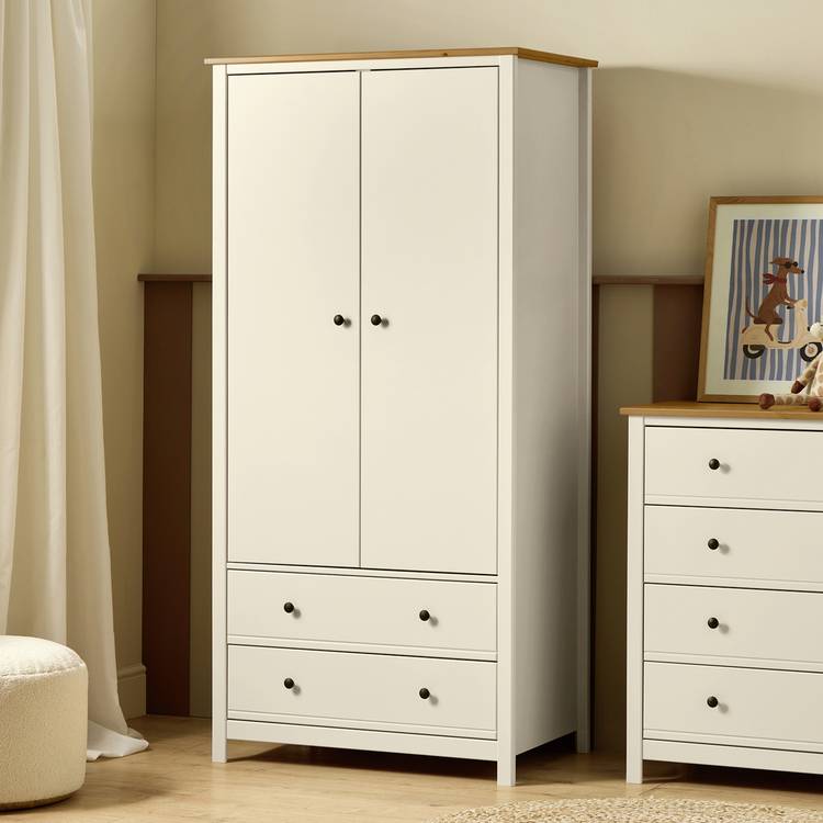 Habitat Brooklyn 2 Door 2 Drawer Wardrobe - Off White & Oak 0
