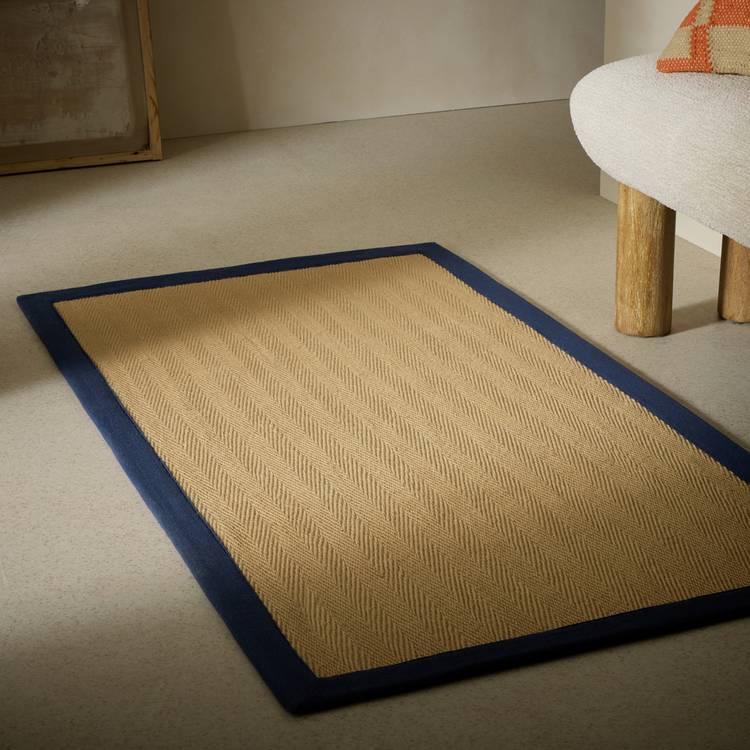 Habitat Herringbone Navy Border Jute Rug - 120x170cm 0