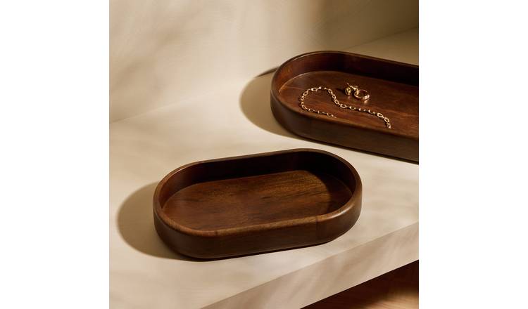 Habitat Dark Mango Wood Tray - Small