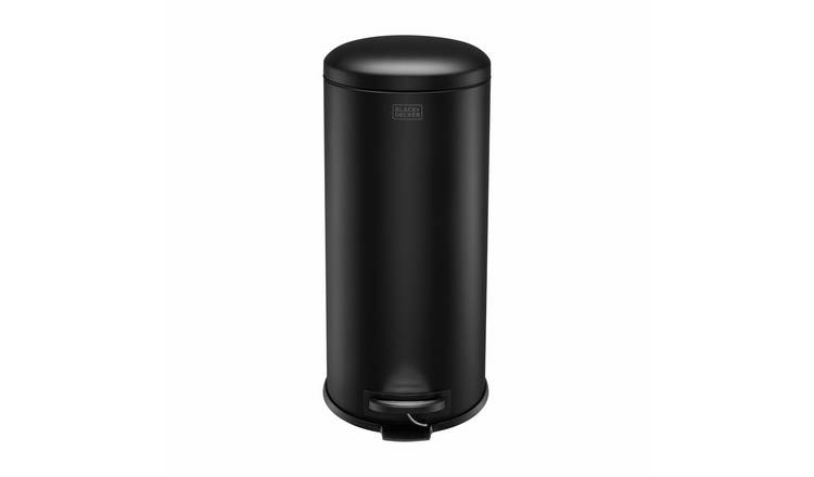 Black + Decker 30 Litre Dome Lid Pedal Bin - Black