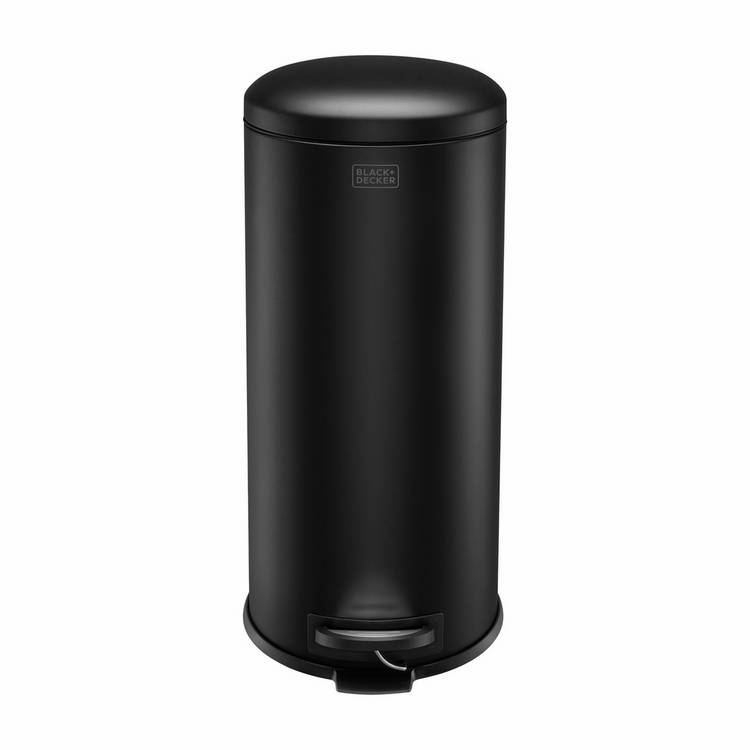 Black + Decker 30 Litre Dome Lid Pedal Bin - Black 0
