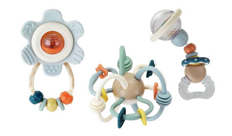 Infantino Pastel Baby Ring Rattles - Pack of 3