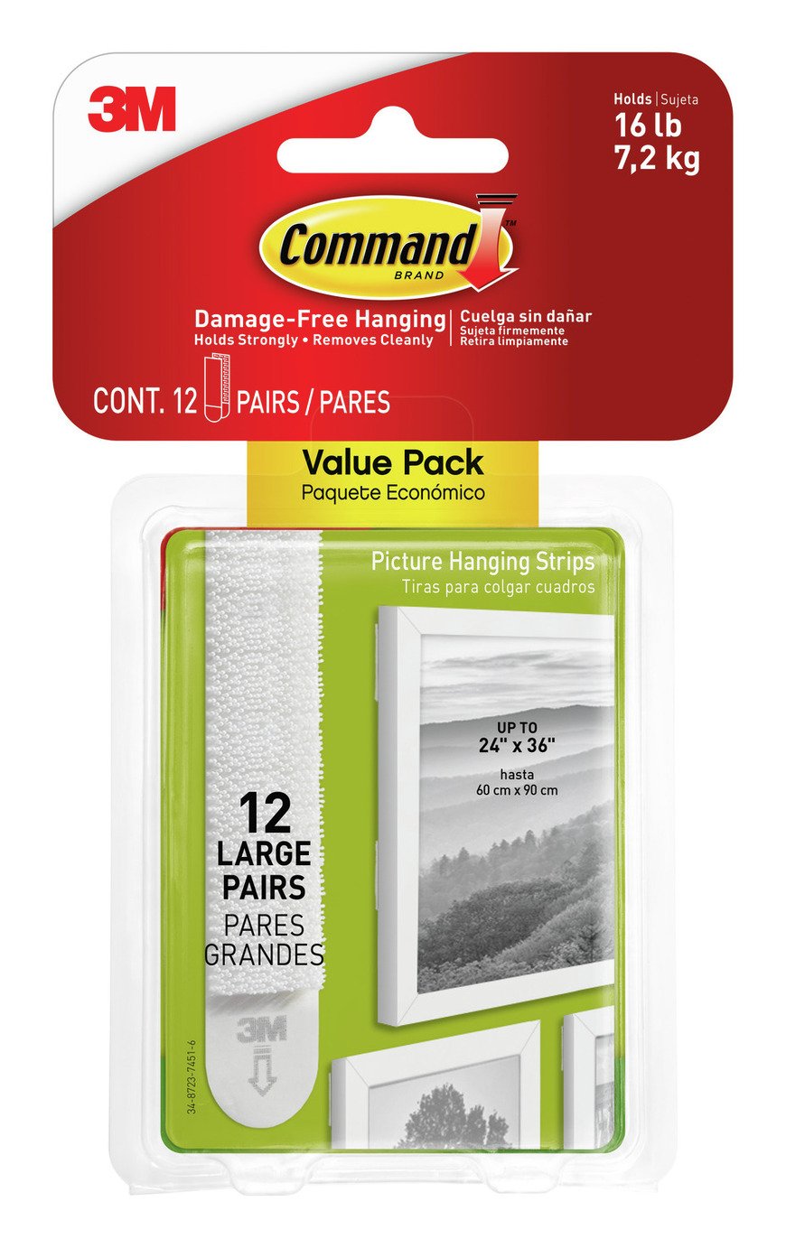 Command Large White Picture Hang Strips - 12 Pack