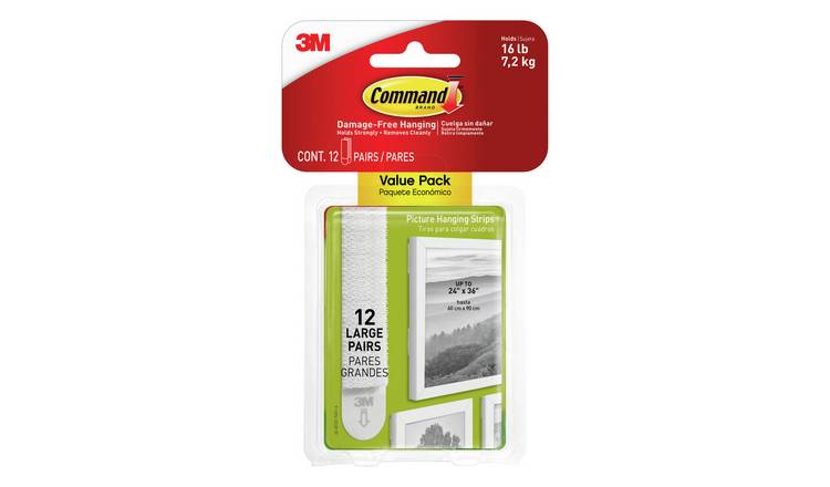 Command Large Picture Hangers, White, Damage-Free Hanging, 4 Pairs 