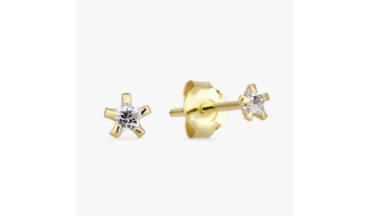 Revere 9ct Gold Plated Silver Dainty Star Stud Earrings