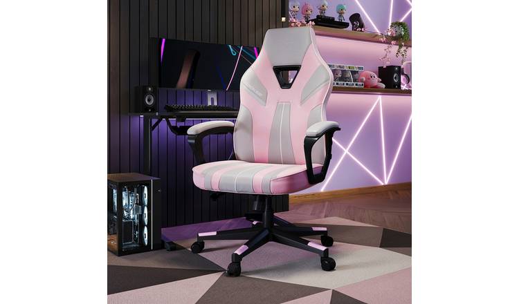 X Rocker Tempest Faux Leather Office Gaming Chair - Pink And Grey