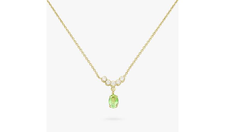Revere 9ct Gold Plated White and Green Crystal Necklace