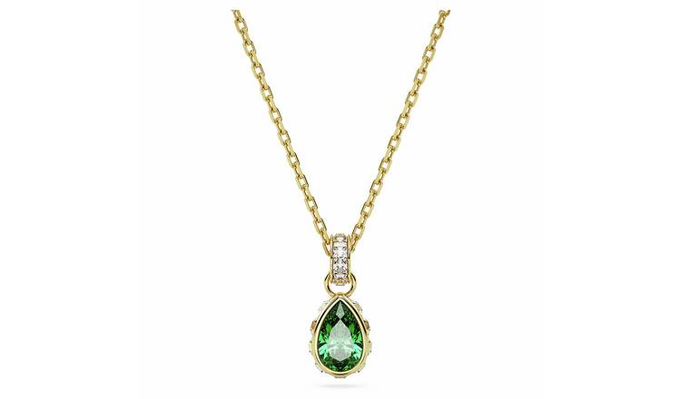 Swarovski Gold Tone Plated Green Stone Pendant Necklace