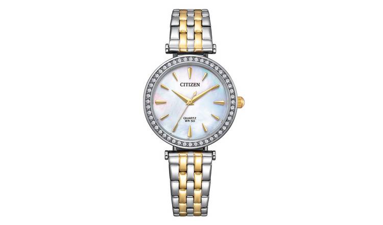 Citizen Quartz Ladies Pearl Dial Two Tone Bracelet Watch
