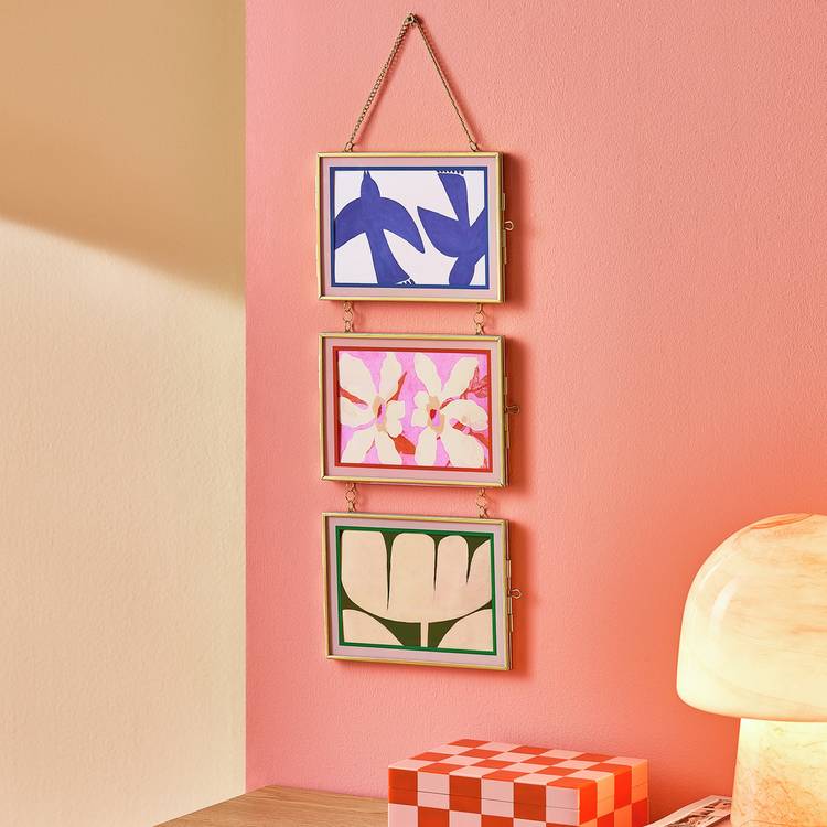 Habitat Hanging Triple Screenprint Iron Picture Frame - 4x6" 0