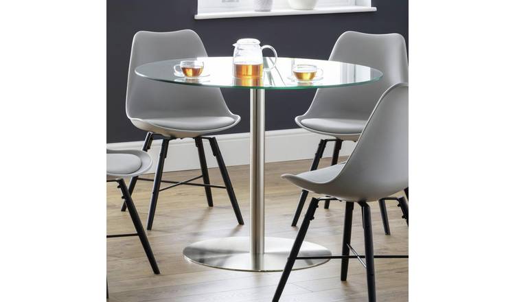 Julian Bowen Milan Glass 6 Seater Round Dining Table - Clear