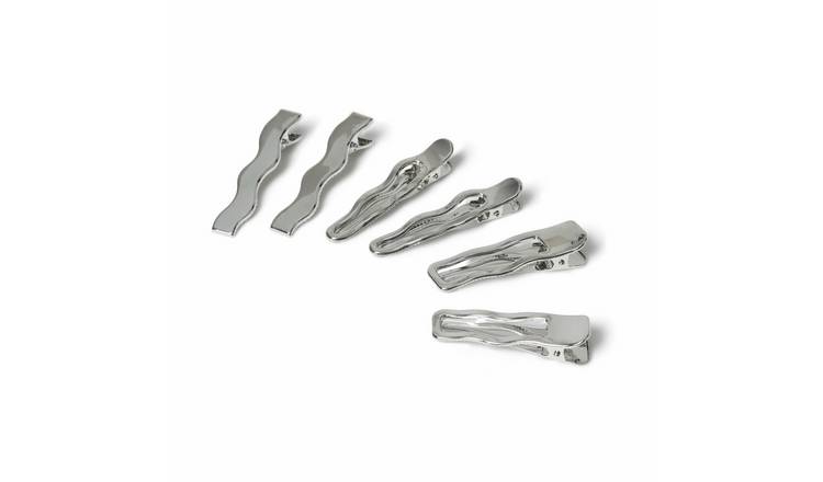 Freedom Metal Silver Hair Slides - Pack of 6