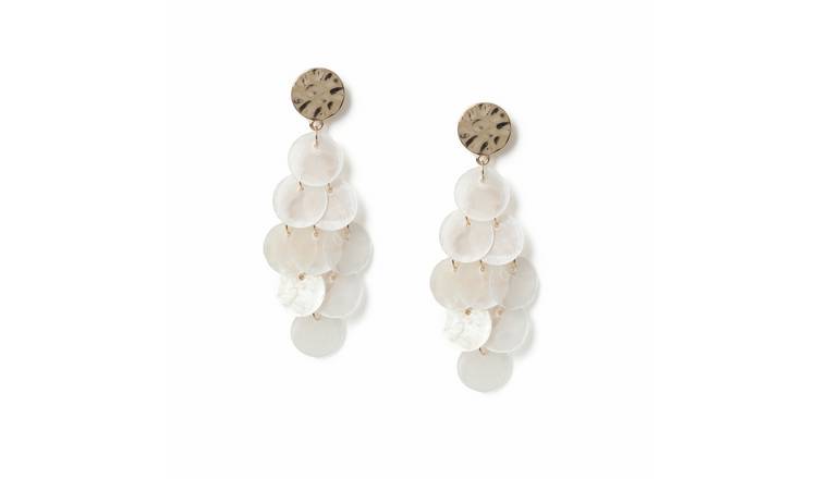 Freedom White Shell Disc Drop Earrings