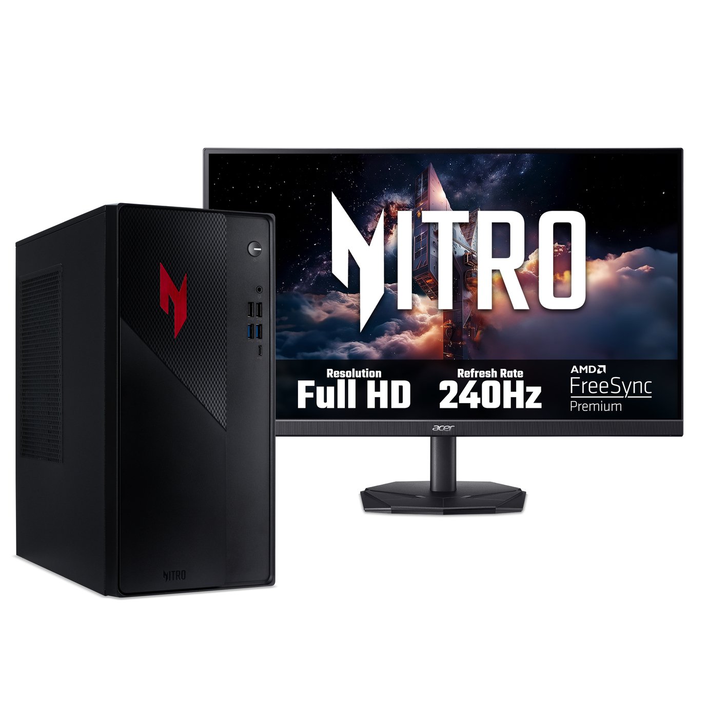 Acer NITRO 20 N20-101 Gaming Desktop - Intel Core 5-210H, 16GB, 512GB SSD, Nvidia GeForce RTX 5060, Windows 11, Black