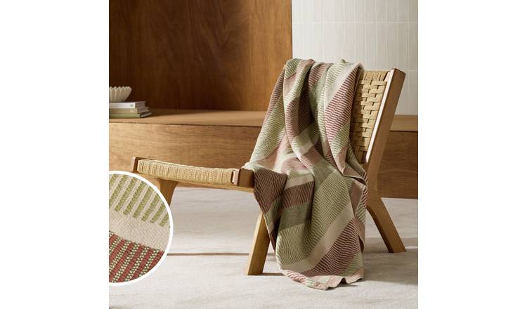 Habitat Sunbaked Stripes Woven Throw - Brown - 200x150cm