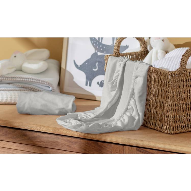 Home Nursery Cotton Jersey 2 Pack Grey Fitted Sheets - Single 0