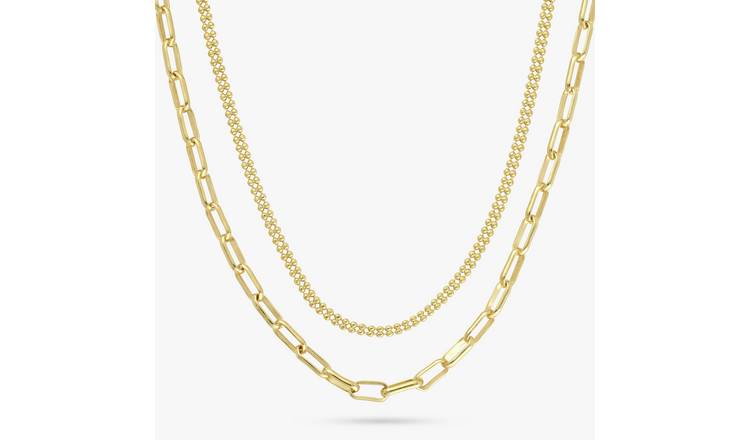 Revere 9ct Gold Plated Silver Multi Layered Chain Necklace