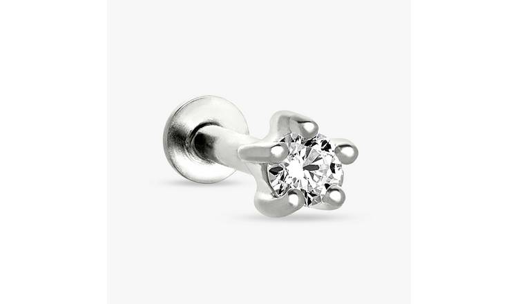 Revere Sterling Silver Round Cubic Zirconia Stud Earrings